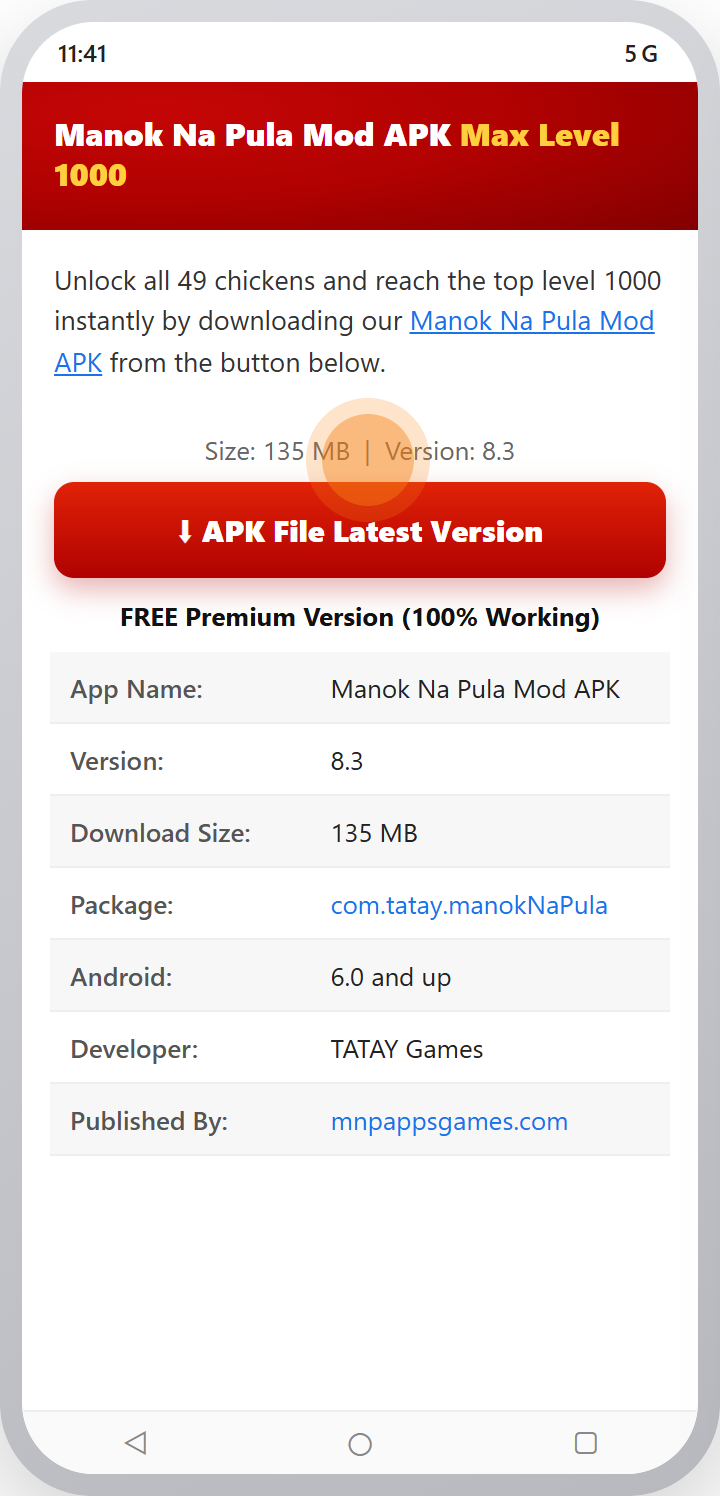 Manok Na Pula Mod APK V8.3 download page 135 MB