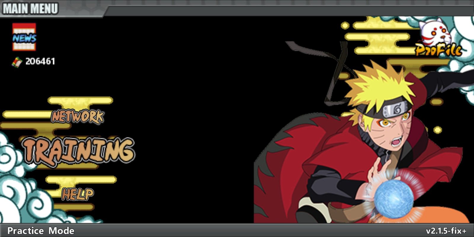 Naruto Senki Mod APK main menu screen